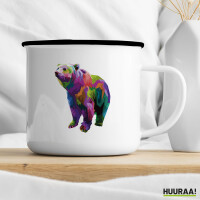 Emaille Tasse Bär Colorful 300ml Vintage Emaille Becher