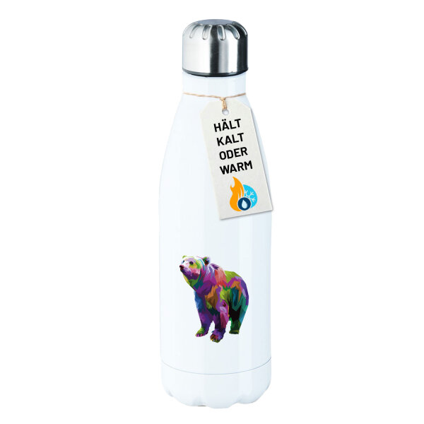 Trinkflasche Bär Colorful 500ml Edelstahl Wasserflasche