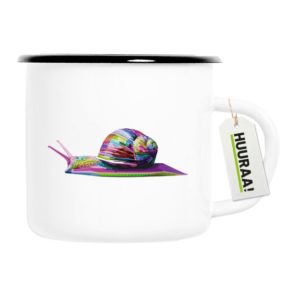 Emaille Tasse Schnecke Colorful 300ml Vintage