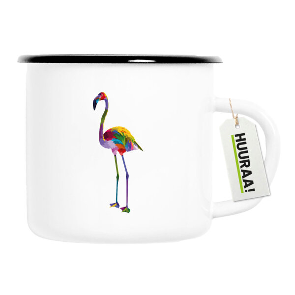 Emaille Tasse Flamingo Colorful 300ml Vintage Emaille Becher