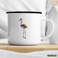 Emaille Tasse Flamingo Colorful 300ml Vintage Emaille Becher