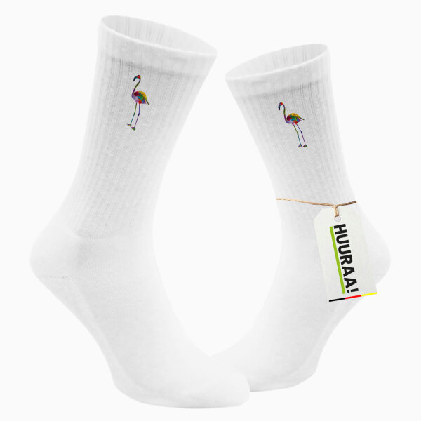 Unisex Socken Flamingo Colorful Größe 37/46 White Motiv Tennissocken