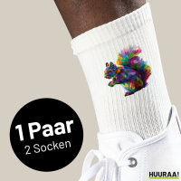 Unisex Socken Eichhörnchen Colorful Größe 37/46 White Motiv Tennissocken