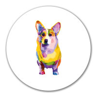 Aufkleber Corgi Colorful 10cm rund
