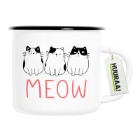Emaille Tasse Katzen Meow Comic 300ml Vintage Emaille Becher