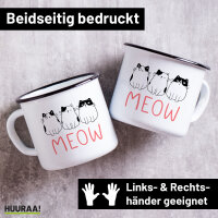 Emaille Tasse Katzen Meow Comic 300ml Vintage Emaille Becher