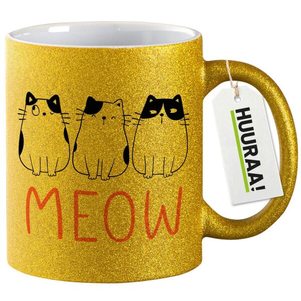 Glitzertasse Katzen Meow Comic 330ml