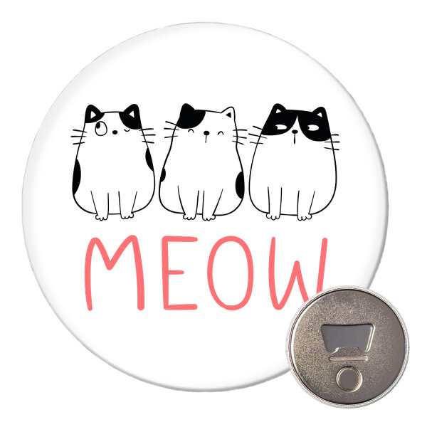 Magnet Katzen Meow Comic 59mm Kühlschrankmagnet