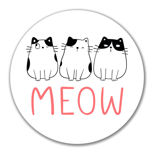 Aufkleber Katzen Meow Comic 10cm rund