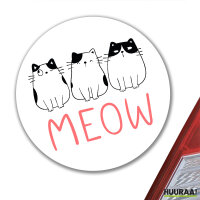 Aufkleber Katzen Meow Comic 10cm rund