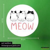 Aufkleber Katzen Meow Comic 10cm rund