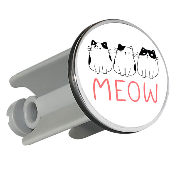 Waschbeckenstöpsel Katzen Meow Comic 4cm Abflussstopfen