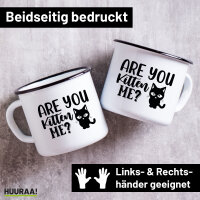 Emaille Tasse Are you kitten me Katze 300ml Vintage...