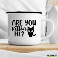 Emaille Tasse Are you kitten me Katze 300ml Vintage Emaille Becher