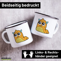 Emaille Tasse süßes Monster Orange 300ml...