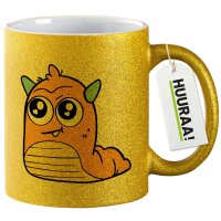 Glitzertasse süßes Monster Orange 330ml