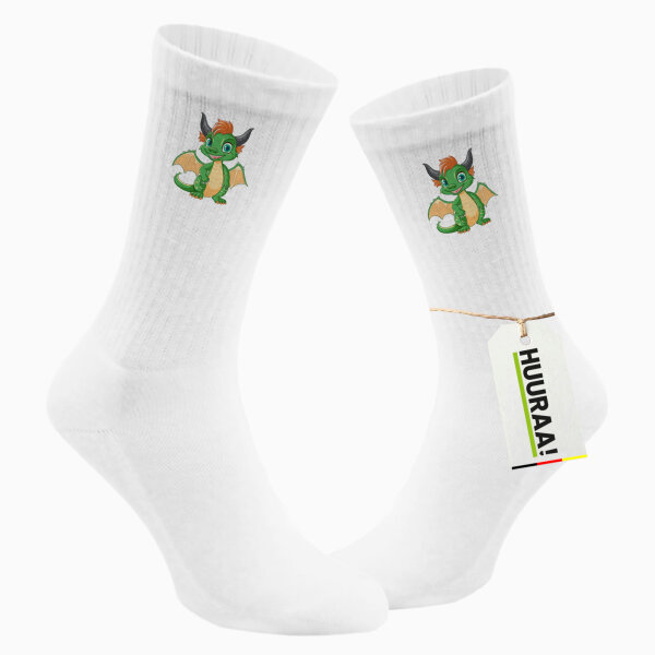 Unisex Socken Drache Fabelwesen Größe 37/46 White Motiv Tennissocken