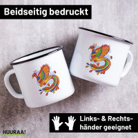 Emaille Tasse Phönix Fabelwesen 300ml Vintage