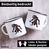 Emaille Tasse Werwolf Fabelwesen 300ml Vintage
