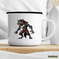 Emaille Tasse Werwolf Fabelwesen 300ml Vintage