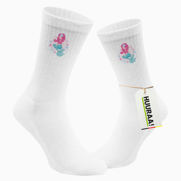 Unisex Socken Meerjungfrau Fabelwesen Größe 37/46 White Motiv Tennissocken