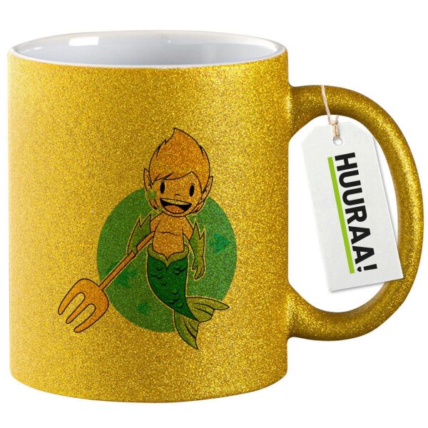 Glitzertasse Wassermann Fabelwesen 330ml