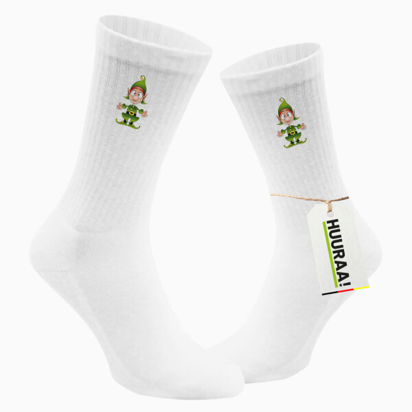 Unisex Socken Kobold Fabelwesen Größe 37/46 White Motiv Tennissocken