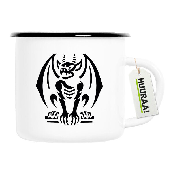 Emaille Tasse Gargoyle Fabelwesen 300ml Vintage