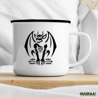 Emaille Tasse Gargoyle Fabelwesen 300ml Vintage