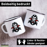 Emaille Tasse Vampir Fabelwesen 300ml Vintage Emaille Becher