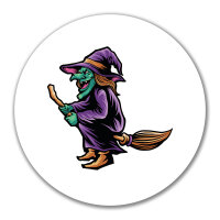 Aufkleber Hexe Halloween 10cm rund