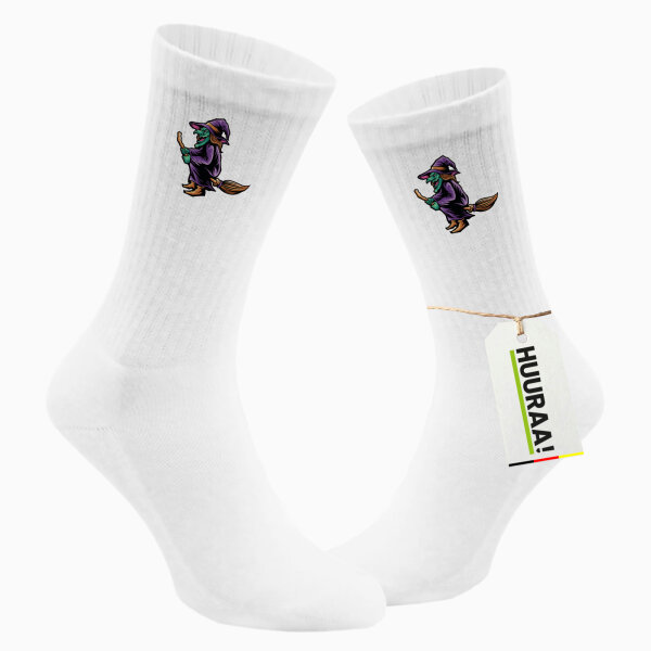Unisex Socken Hexe Halloween Größe 37/46 White Motiv Tennissocken