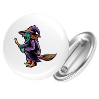 Button Hexe Halloween rund