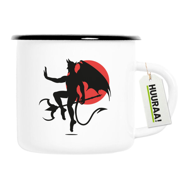 Emaille Tasse Teufel Devil 300ml Vintage Emaille Becher