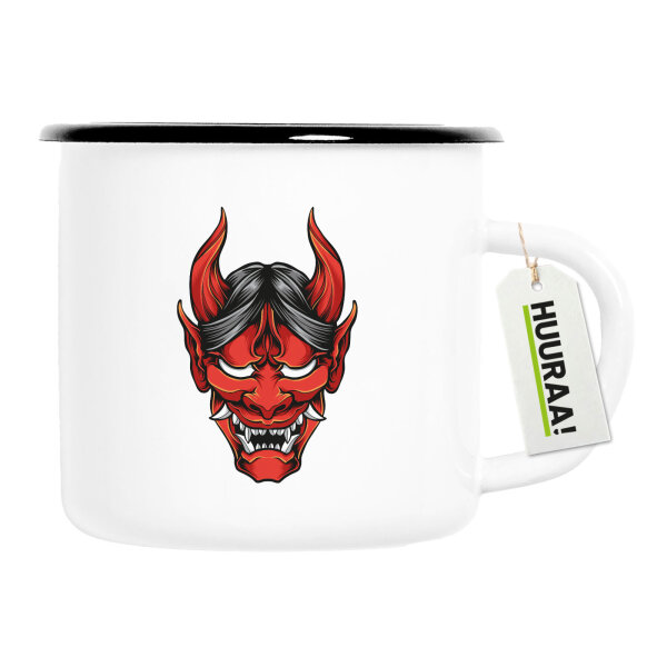 Emaille Tasse Oni Yokai Japanische Mythologie 300ml Vintage Emaille Becher