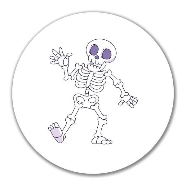 Aufkleber winkendes Skelett Comic 10cm rund