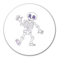 Aufkleber winkendes Skelett Comic 10cm rund