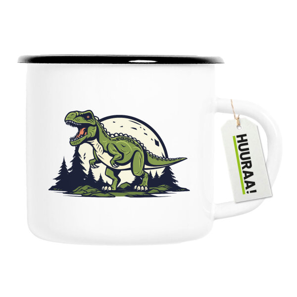 Emaille Tasse Tyrannosaurus Rex Dinosaurier 300ml Vintage Emaille Becher