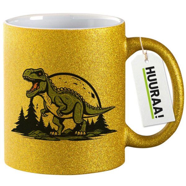 Glitzertasse Tyrannosaurus Rex Dinosaurier 330ml