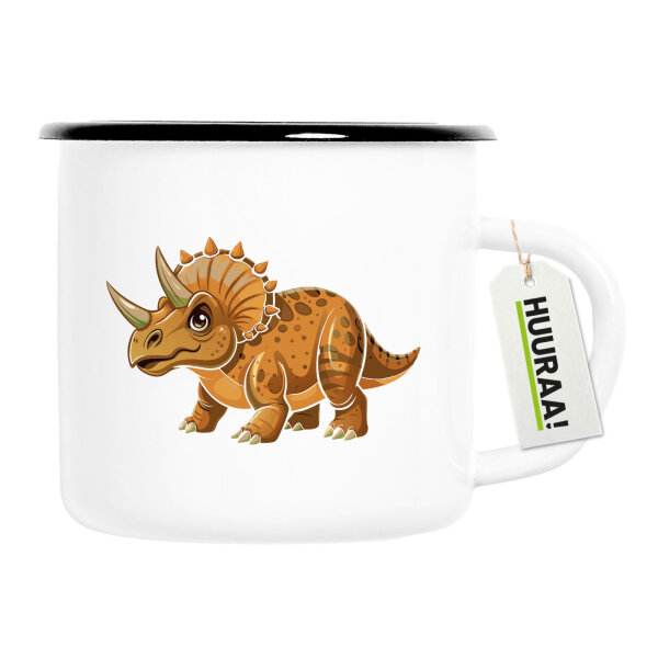 Emaille Tasse Triceratops Dinosaurier 300ml Vintage Emaille Becher