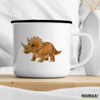 Emaille Tasse Triceratops Dinosaurier 300ml Vintage Emaille Becher