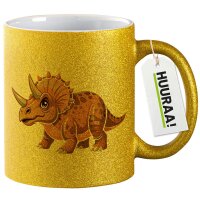 Glitzertasse Triceratops Dinosaurier 330ml