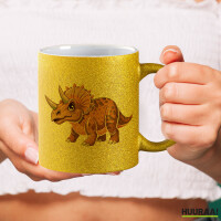 Glitzertasse Triceratops Dinosaurier 330ml