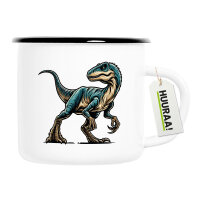 Emaille Tasse Velociraptor Dinosaurier 300ml Vintage...