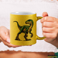 Glitzertasse Velociraptor Dinosaurier 330ml