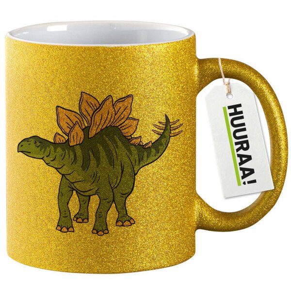 Glitzertasse Stegosaurus Dinosaurier 330ml