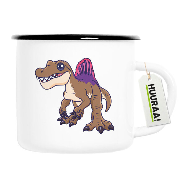 Emaille Tasse Spinosaurus Dinosaurier 300ml Vintage Emaille Becher