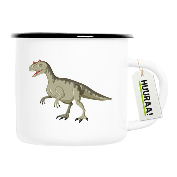 Emaille Tasse Allosaurus Dinosaurier 300ml Vintage Emaille Becher