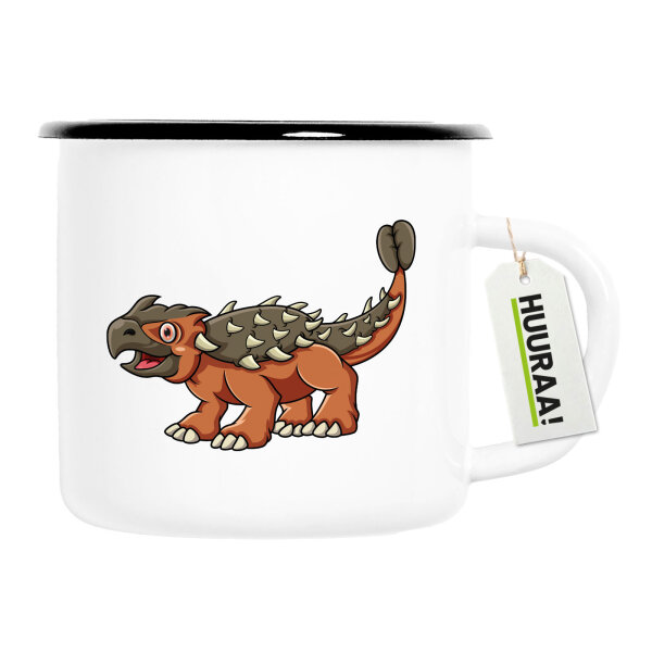 Emaille Tasse Ankylosaurus Dinosaurier 300ml Vintage