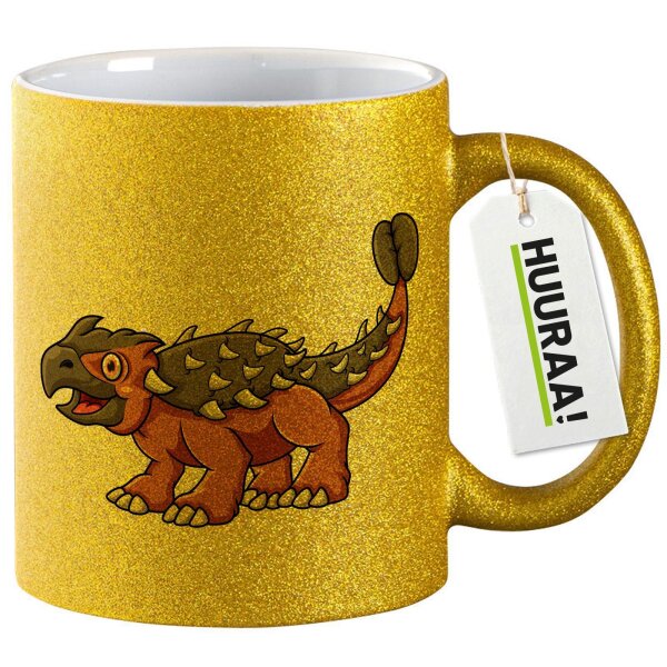 Glitzertasse Ankylosaurus Dinosaurier 330ml